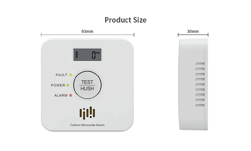 En50291 Battery Operated LCD RF433 Interlinked Carbon Monoxide Detector