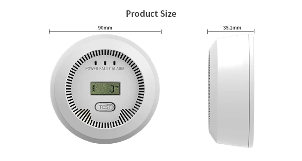 En50291-1 Home Security LCD Carbon Monoxide Detector 10 Years Battery Co Alarm OEM ODM