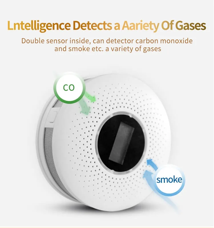 Battery Operated Combination Carbon Monoxide and Smoke Alarm with Ce LCD Display